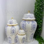 جینجر جار سرامیکی 3 تایی طرح داماس