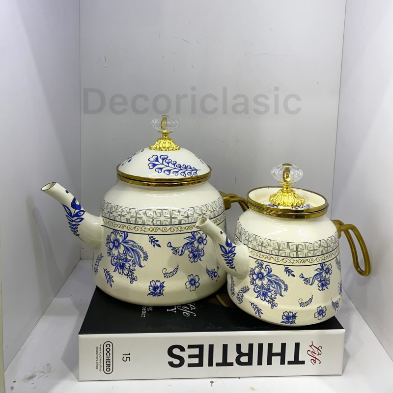 کتری قوری لعابی قلم آبی - Image 2